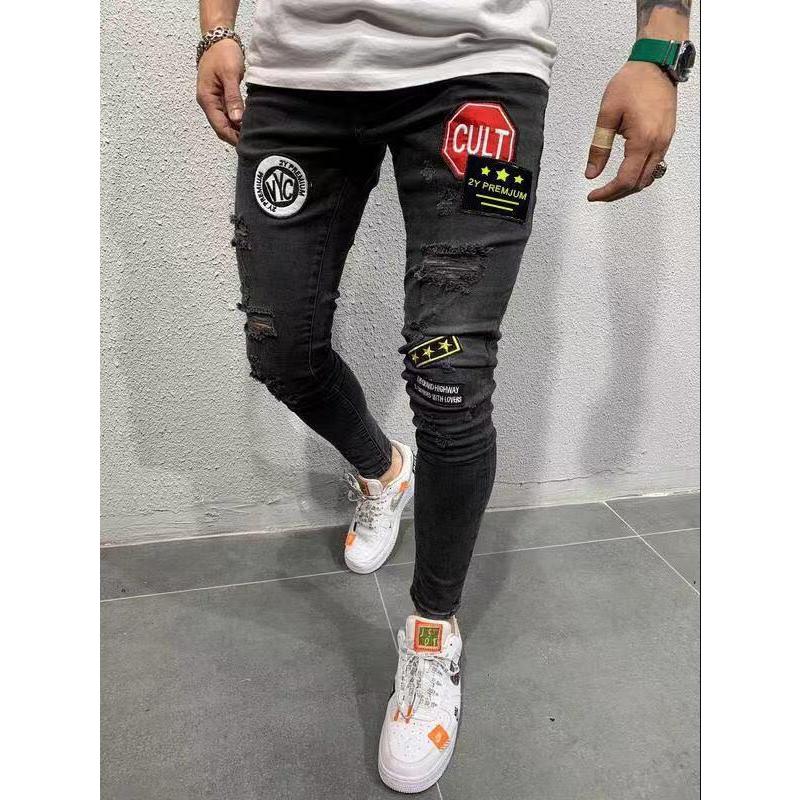 メンズ デニムパンツ 安い パンツ 体型カバー ボトムス クラッシュデニム スリム 個性的 ダメージ デニム スキニーパンツ ジーンズ ストレッチ ストリート 就活 Leadlife 通販 Yahoo ショッピング