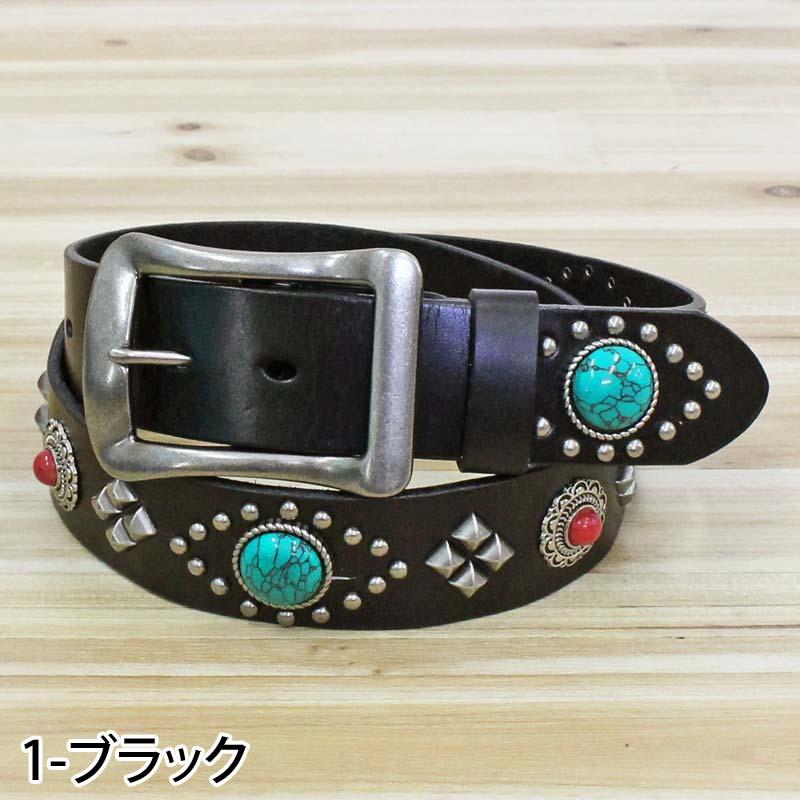 ベルト メンズ 本革 レザー ウエスタン スタッズベルト コンチョ 牛革