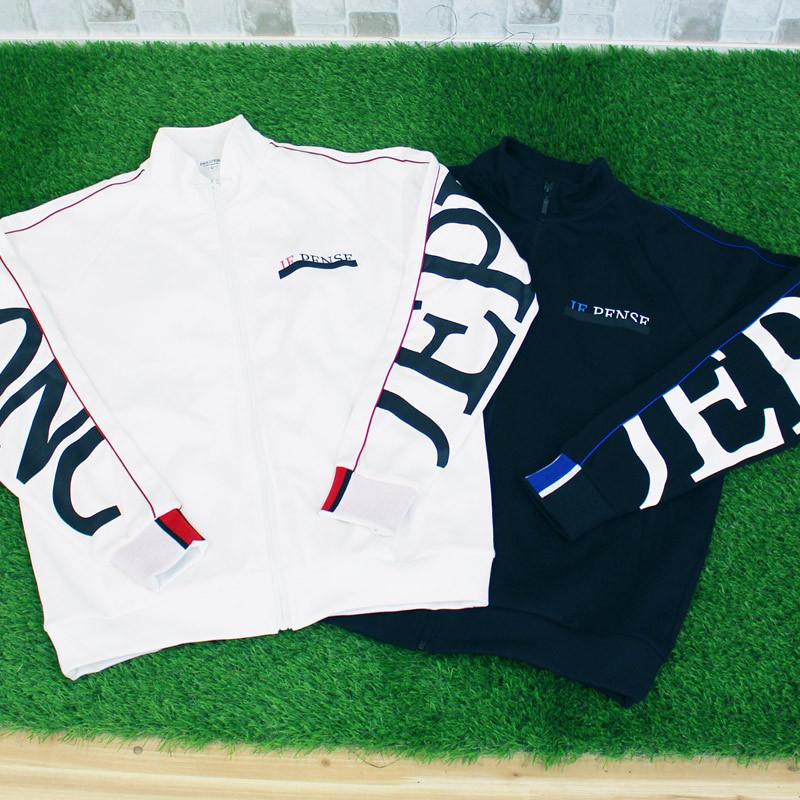 ゴルフウェア メンズ ジャケット ブルゾン ジャージ 圧着ラバーロゴ  