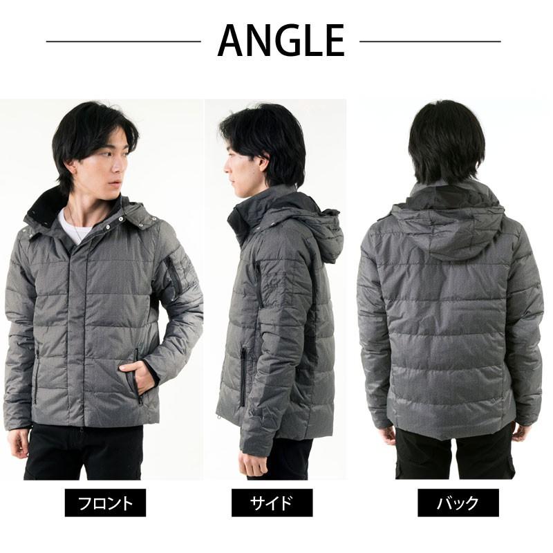 ダウンジャケット メンズ 軽量 ダウン70フェザー30 WZIP 2WAYフード