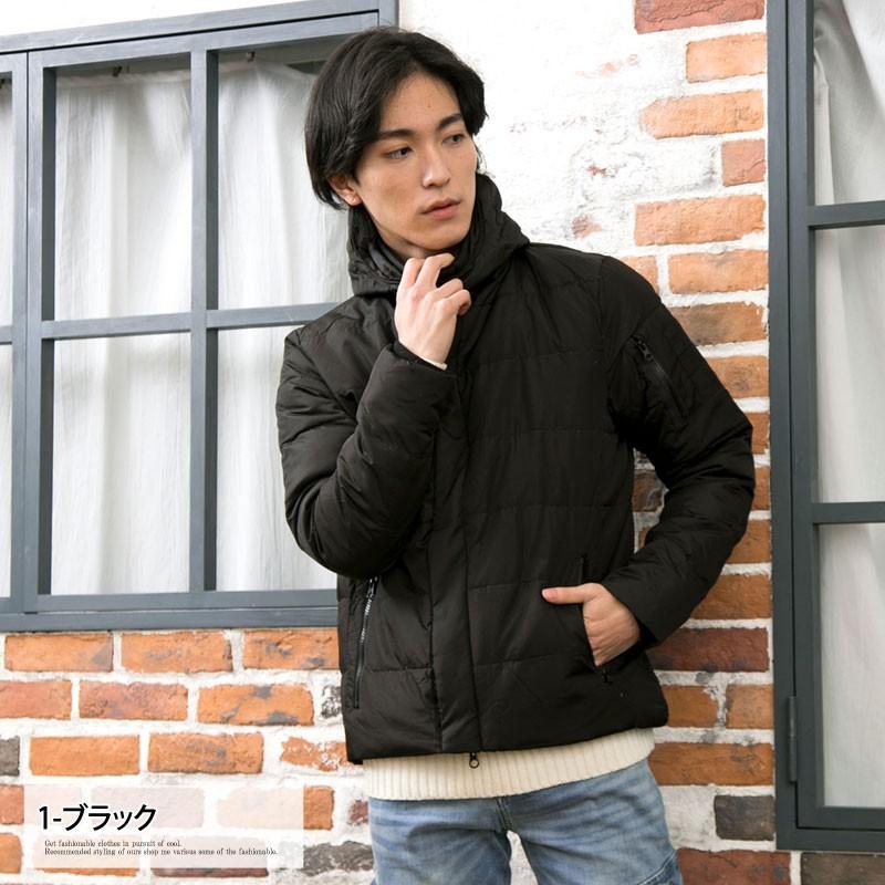 ダウンジャケット メンズ 軽量 ダウン70フェザー30 WZIP 2WAYフード
