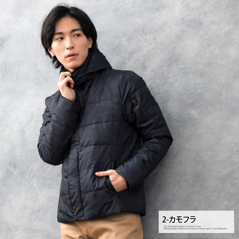 ダウンジャケット メンズ 軽量 ダウン70フェザー30 WZIP 2WAYフード