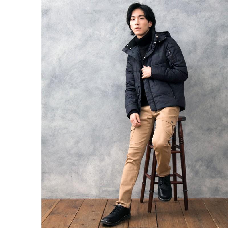 ダウンジャケット メンズ 軽量 ダウン70フェザー30 WZIP 2WAYフード