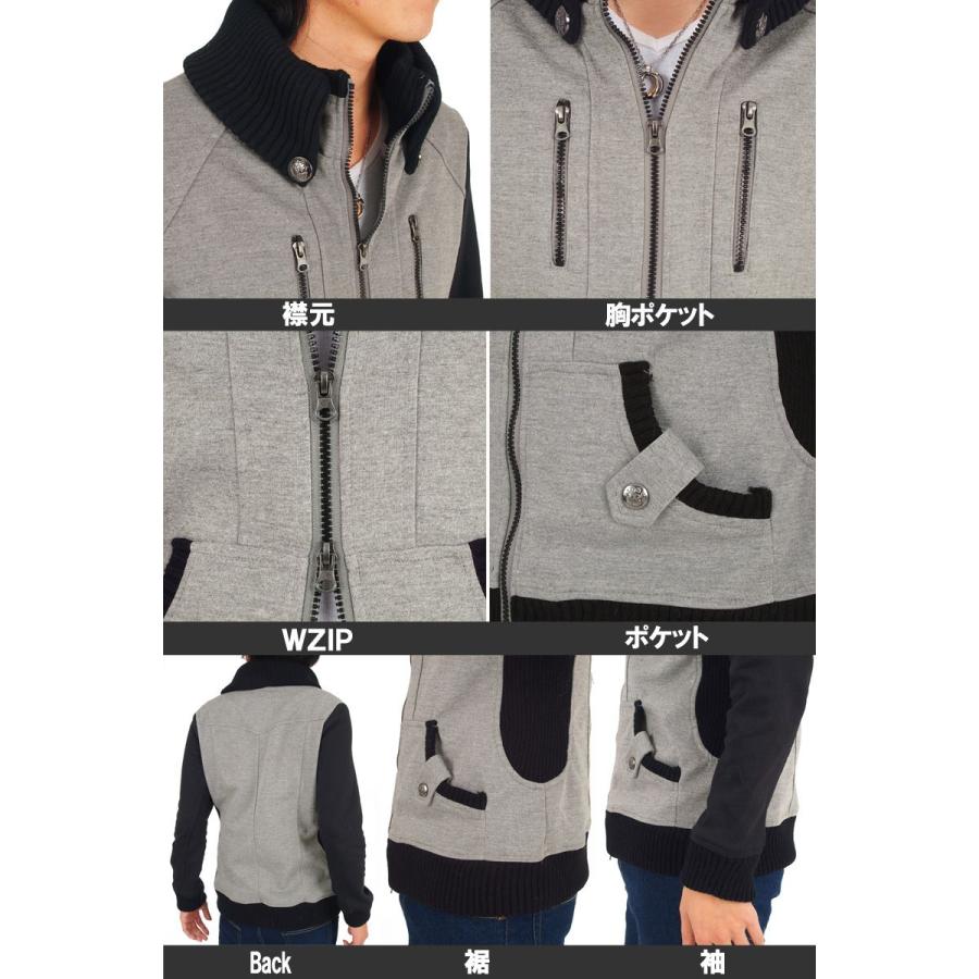 メンズスタジャン ドンキー襟 スウェット素材 ダブルジップ WZIP