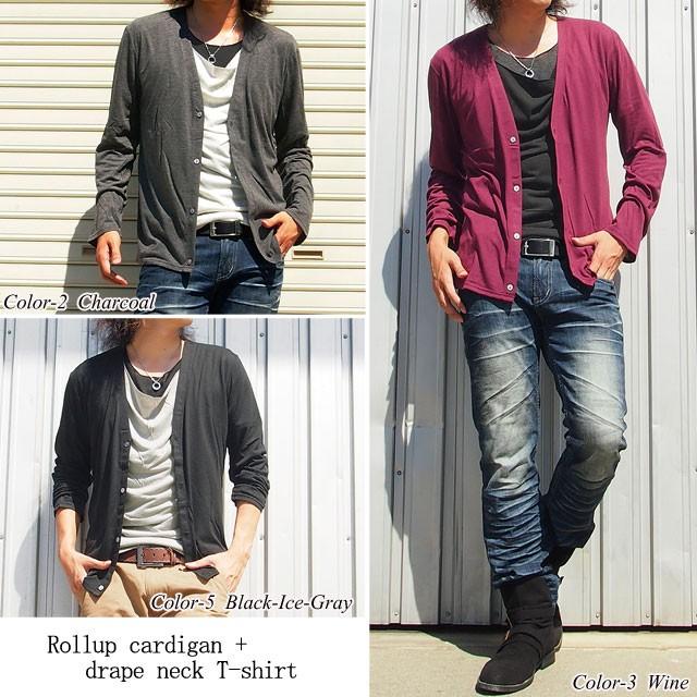 カーディガン メンズ カットソー ロールアップ ドレープネック 半袖tシャツ ティーシャツ インナー カットソー メンズファッション N Tops 1 Lead メンズファッション通販 Leadmen 通販 Yahoo ショッピング