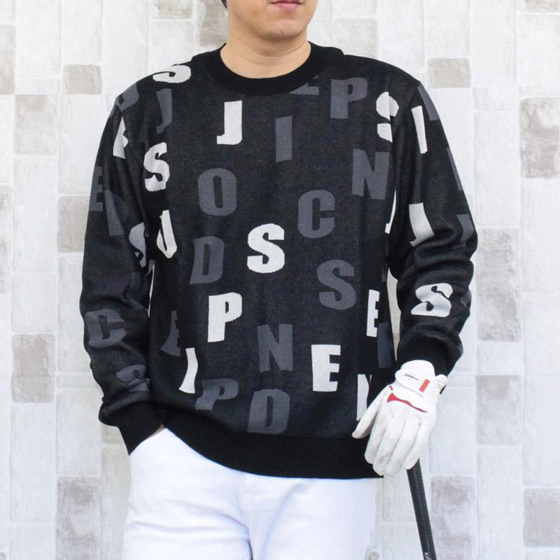 マークアンドロナ ニットセーター 迷彩 グレー クルーネック 総柄 カモフラ