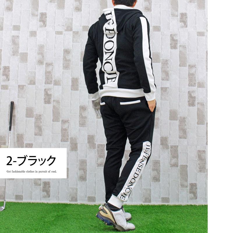 ゴルフ セットアップ メンズ 上下セット ゴルフウェア ビッグロゴ ゴルフパンツ ジップアップ ジャケット パーカー ジョガーパンツ 秋冬 春夏 XL ジョガーパンツ LL