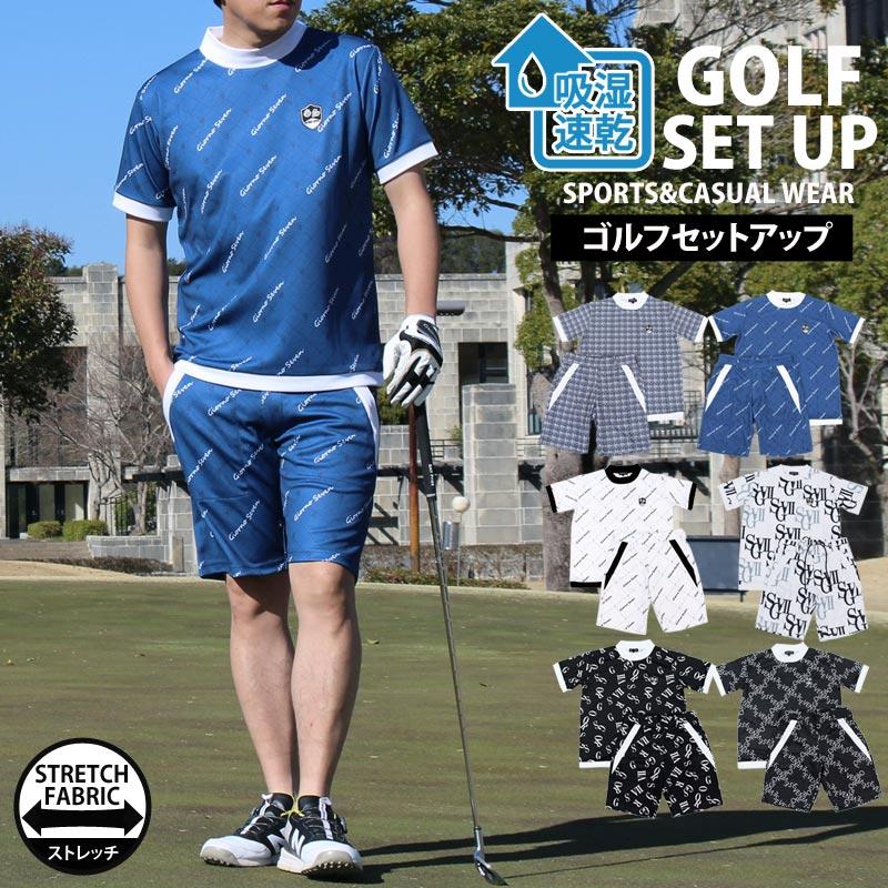 ゴルフウェア セットアップ 上下 メンズ モックネックシャツ GIORNO SEVEN ジョルノセブン 吸汗速乾ドライメッシュ ハーフパンツ総柄 春夏 | ブランド登録なし | 08