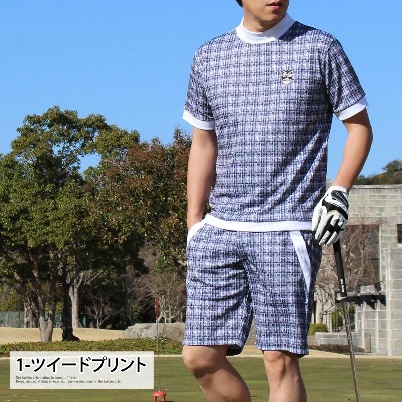 ゴルフウェア セットアップ 上下 メンズ モックネックシャツ GIORNO SEVEN ジョルノセブン 吸汗速乾ドライメッシュ ハーフパンツ総柄 春夏 | ブランド登録なし | 09