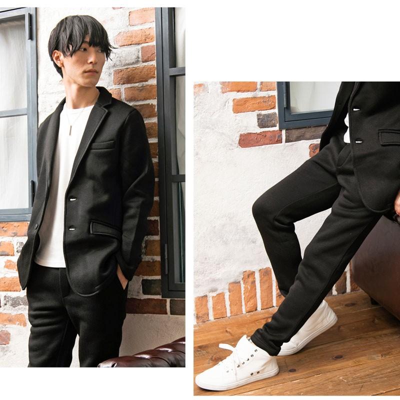 セットアップ メンズ 上下セット 裏起毛 ニットフリース テーラードジャケット カジュアルスーツ テーパードパンツ 秋冬 あったか 暖かい チェック柄 無地 | ブランド登録なし | 08