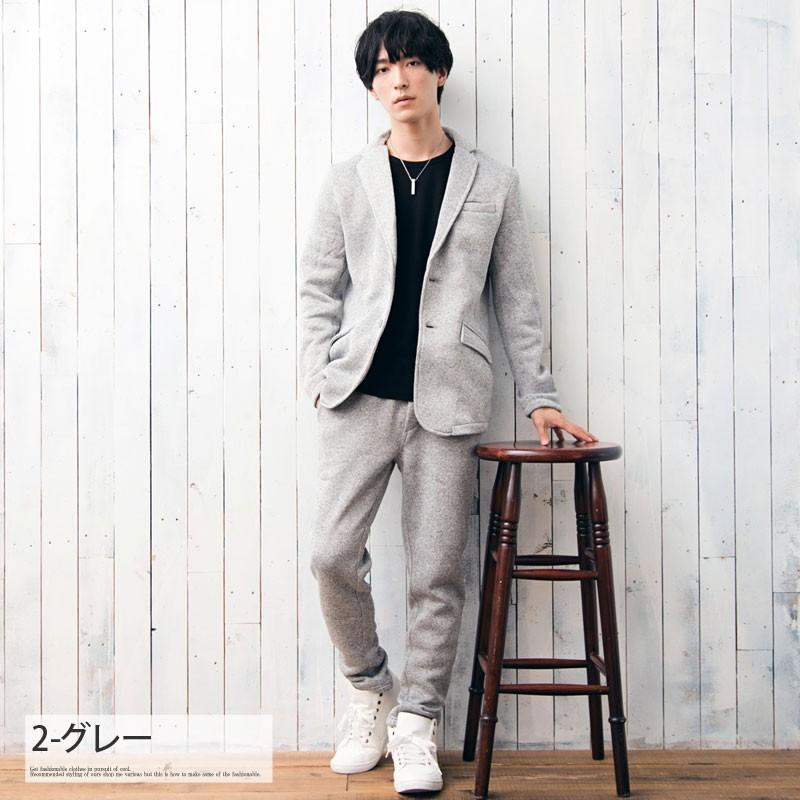 セットアップ メンズ 上下セット 裏起毛 ニットフリース テーラードジャケット カジュアルスーツ テーパードパンツ 秋冬 あったか 暖かい チェック柄 無地 | ブランド登録なし | 09