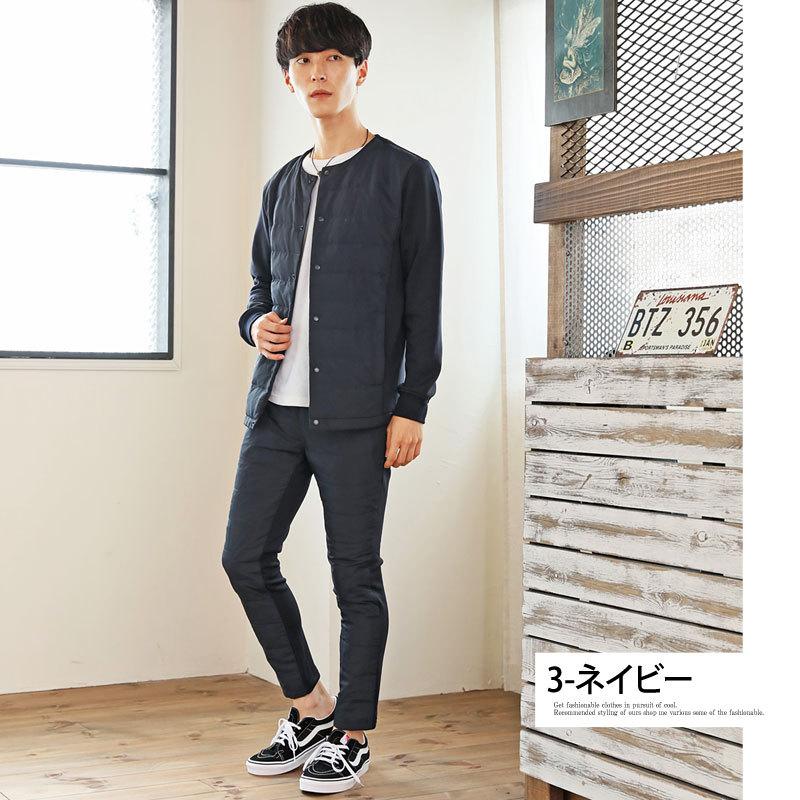 セットアップ メンズ アウトドアウェア ノーカラーダウンジャケット スキニーダウンパンツ 上下セット 超軽量 無地 部屋着 ルームウェア 新作 | ブランド登録なし | 08