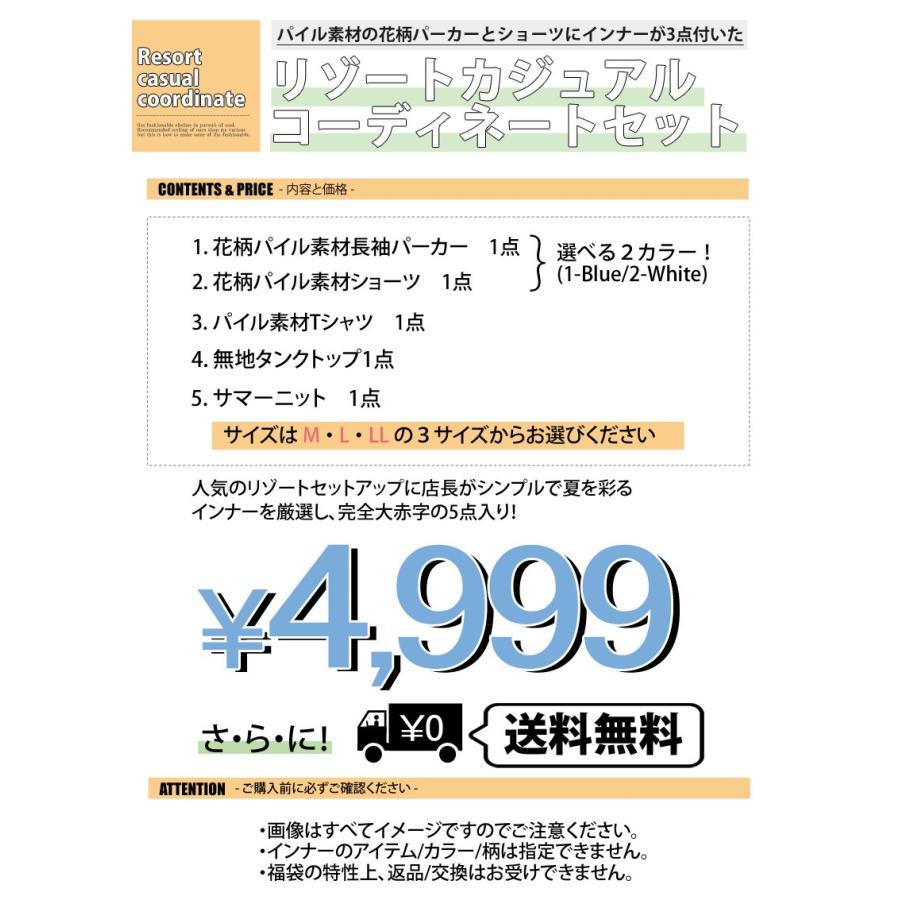 福袋 メンズ リゾートカジュアルコーディネートセット5点入り 夏 2015 福袋トップス メンズファッション 通販 セット 人気 | ブランド登録なし | 01