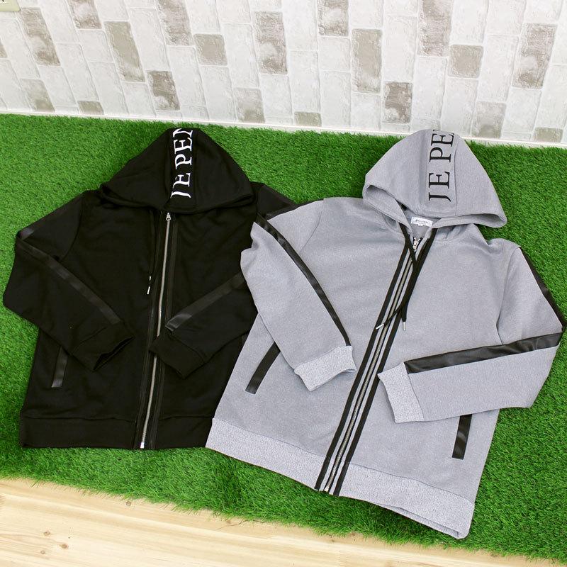 【新品同様 / 希少】 ゴルフウェア セットアップ メンズ 上下セット ジャージ ゴルフパンツ フェイクレザー切替 ジョガーパンツ パーカー ストレッチ 春夏 【1939736669】(10387円)