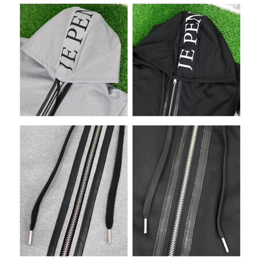 【新品同様 / 希少】 ゴルフウェア セットアップ メンズ 上下セット ジャージ ゴルフパンツ フェイクレザー切替 ジョガーパンツ パーカー ストレッチ 春夏 【1939736669】(10387円)