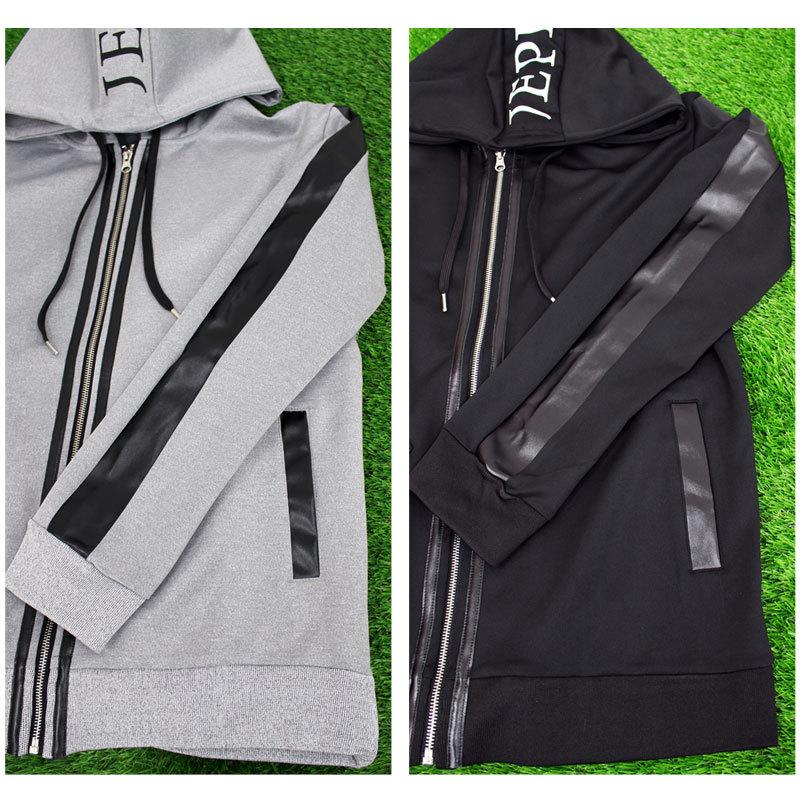 【新品同様 / 希少】 ゴルフウェア セットアップ メンズ 上下セット ジャージ ゴルフパンツ フェイクレザー切替 ジョガーパンツ パーカー ストレッチ 春夏 【1939736669】(10387円)