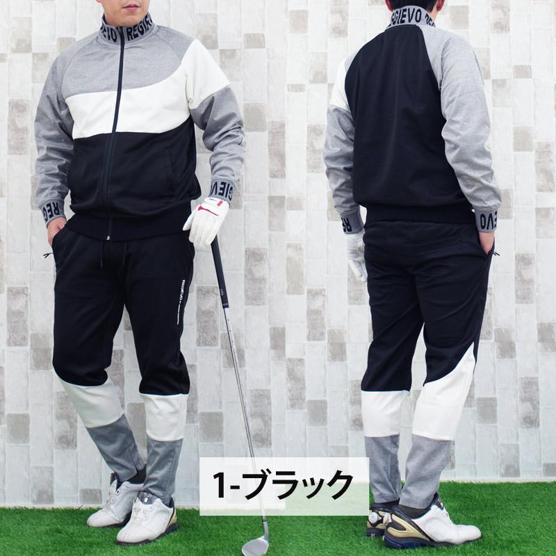 ゴルフウェア メンズ セットアップ 上下セット ジャケット ブルゾン ロゴ 切替 ゴルフパンツ ジャージスウェット イージーパンツ ジップアップ | ブランド登録なし | 03