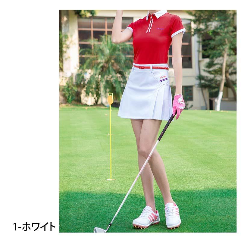 ゴルフスカート レディース ゴルフウェア プリーツスカート ストレッチ