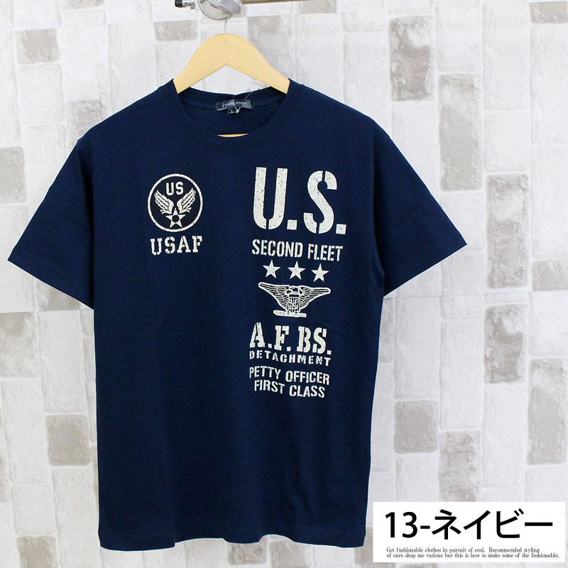 メンズ半袖Tシャツ 半袖 クルーネック ティーシャツ アメカジ ストリート ロゴプリント ミリタリー メッセージロゴ 春夏 綿 コットン トップス ルームウェア｜leadmen｜32