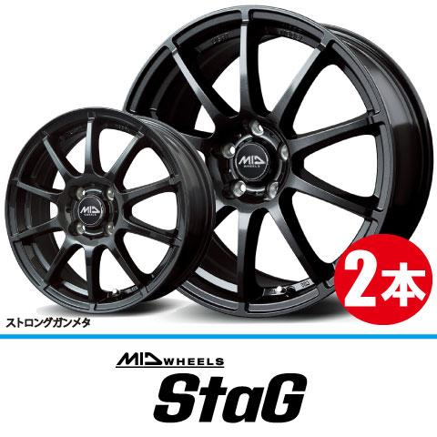 マルカサービス 4本で送料無料 2本価格 MID WHEELS StaG SGM 14inch