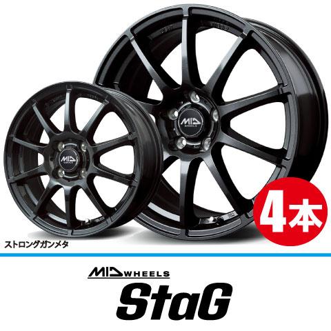 マルカサービス 送料無料 4本価格 MID WHEELS StaG SGM 16inch 5H114.3