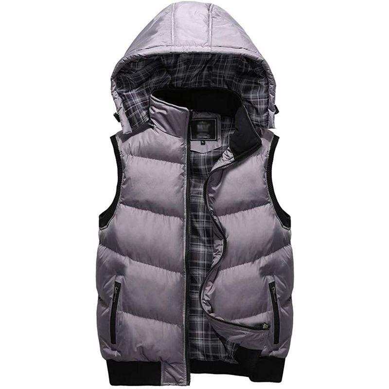 ー品販売 ダウンベスト メンズ ベスト おしゃれ お兄系 ジャケット 大きいサイズ フード付き 取り外し可能 4xl グレー Cisama Sc Gov Br