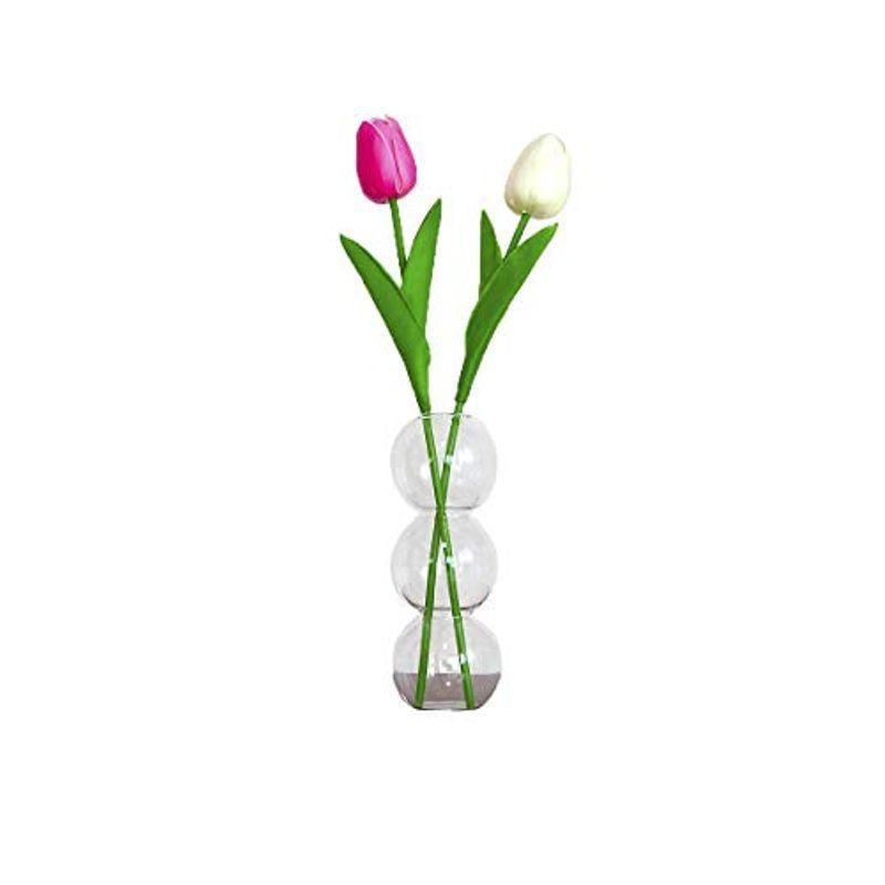 5 Off 花瓶 透明 クリアガラス 造花チューリップ2本セット 3連バブル フラワーベース 韓国 一輪 花 雑貨 おしゃれ オブジェ インテリア 人気 花瓶 花器 Www We Job Com