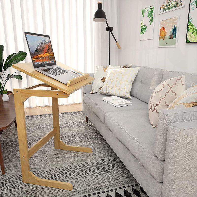 ソファ サイドテーブル リビング ベッド テーブル ノートパソコンデスク 竹製 天板の角度が調整可能 差し込み 木調目 おしゃれ ナチュラル Leaf 通販 Yahoo ショッピング