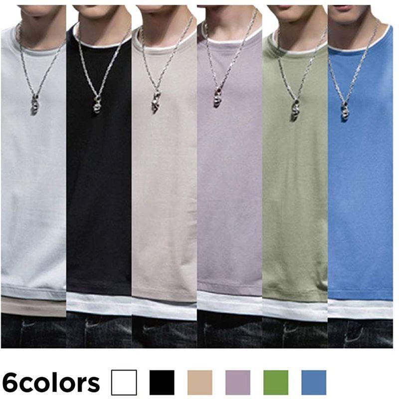 高級品市場 ジェイストア メンズ Tシャツ 半袖 無地 大きいサイズ 重ね着風 シンプル カットソー ゆったり 綿 夏 メンズ半袖 丸首 シャツ ル Materialworldblog Com