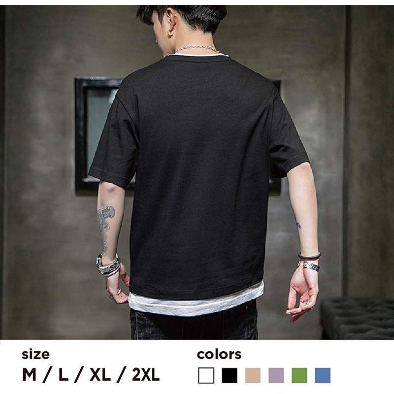 高級品市場 ジェイストア メンズ Tシャツ 半袖 無地 大きいサイズ 重ね着風 シンプル カットソー ゆったり 綿 夏 メンズ半袖 丸首 シャツ ル Materialworldblog Com