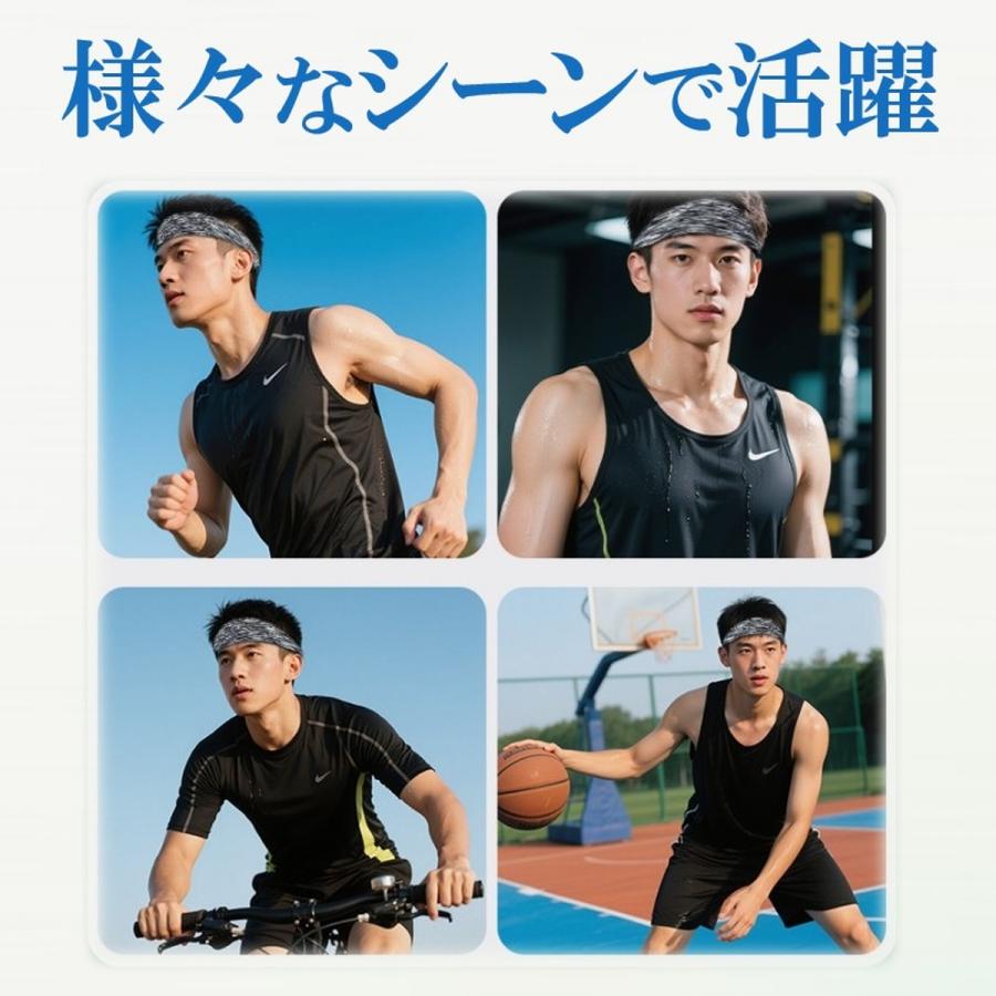 ヘッドバンド ヘアバンド 汗止め 冷感 ヨガ スポーツ メッシュ 二重 幅広 リストバンド 蒸れない ストレッチ 伸縮 薄手 裏地付 爆買 | ブランド登録なし | 06