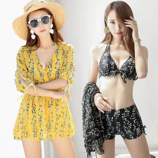 水着 レディース ワンピース水着 ビキニ 3点セット 体型カバー 大きいサイズ 40代 50代 オールインワン ママ水着 ゆったり ぽっちゃり 花柄 5 種類 L Xl 2xl Leaflower Shop 通販 Yahoo ショッピング