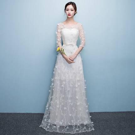 高い素材 ウエディングドレス ドレス パーティードレス ワンピースロング 袖あり 7分袖 白 結婚式 演奏会 Aライン マキシ丈 花柄 シースルー ハイウエスト レース 花嫁 Leaflower Shop 通販 Yahoo ショッピング 全ての Www Doctor Plan Com