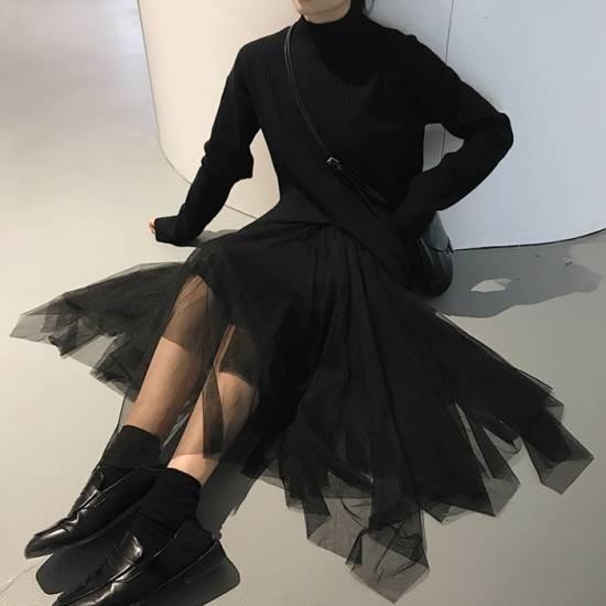 チュールスカート ロングスカート ボトムス レディース 春 コーデ ロング 大きいサイズ 40代 黒 Aライン シフォン フレア ゆったり おしゃれ かわいい 通勤 通学 Leaflower Shop 通販 Yahoo ショッピング