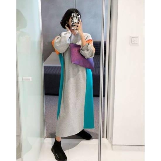 ロングワンピース ワンピ レディース 秋 冬 秋冬 コーデ ロング 40代 マキシ丈 長袖 冬部屋着 ラウンドネック カジュアル 大きいサイズ ゆったり 体型カバー|leaflowerr|04