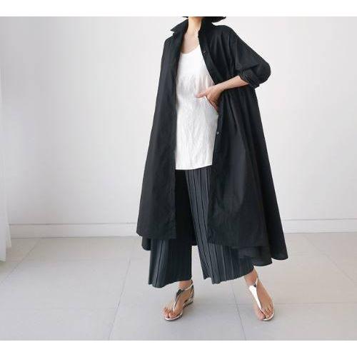 シャツワンピース ワンピ レディース 秋冬 秋 冬 40代 50代 白 コーデ 長袖 おしゃれ オフィス ロング丈 大きいサイズ Aライン シンプル 羽織り きれいめ 無地 Aut 448 Leaflower Shop 通販 Yahoo ショッピング