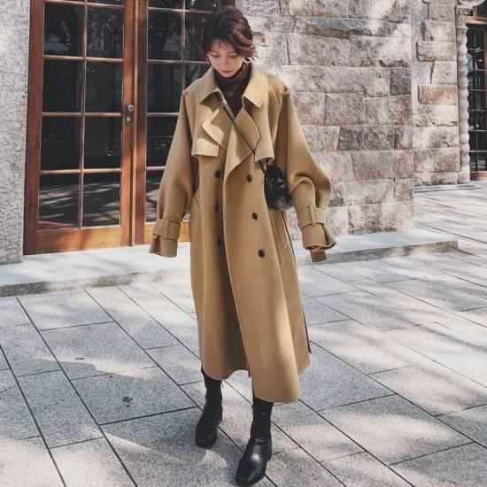 大特価放出 新品 レディース トレンチコート ロングコート ブラック M 黒 韓国 冬服 トレンチコート Labelians Fr