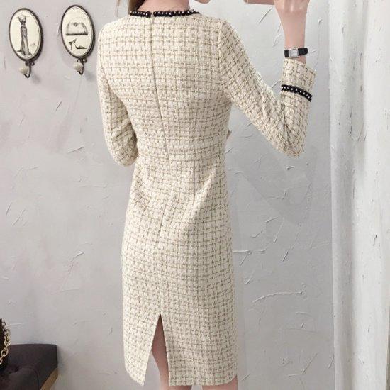 ー品販売 大きいサイズ 膝丈 長袖 冬 秋 秋冬 50代 40代 30代 代 レディース ワンピース おしゃれ フォーマル ウエストマーク タイト ツイード お呼ばれ 上品 きれいめ パーティドレス サイズ M Adlinkpublicity Com