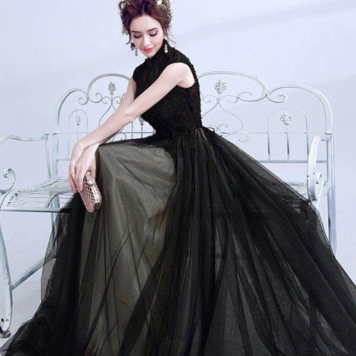 年末のプロモーション 演奏会 結婚式 マキシ丈 ロング ワンピース パーティードレス 二次会 上品 ハイウエスト 刺繍 シースルー Aライン ノースリーブ 大きいサイズ お呼ばれ 同窓会 パーティドレス サイズ L Www 11thspace Com