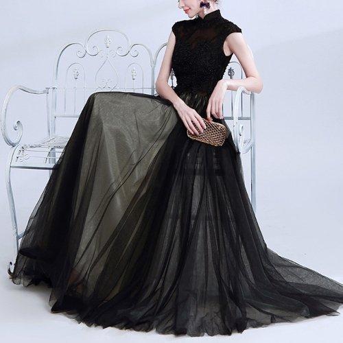 年末のプロモーション 演奏会 結婚式 マキシ丈 ロング ワンピース パーティードレス 二次会 上品 ハイウエスト 刺繍 シースルー Aライン ノースリーブ 大きいサイズ お呼ばれ 同窓会 パーティドレス サイズ L Www 11thspace Com