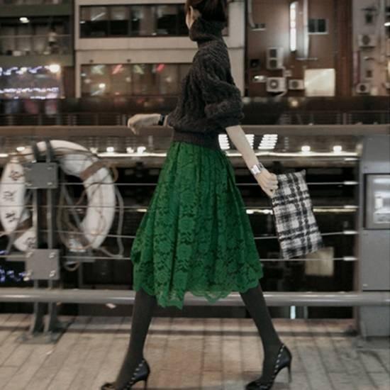 スカート ロング コーデ レディース 40代 春 大人 フレアスカート 膝丈 ミモレ丈 ゴムウエスト 花柄 総レース 通勤 およばれ ゆったり きれいめ お洒落 ボトムス Spr 151 Leaflower Shop 通販 Yahoo ショッピング