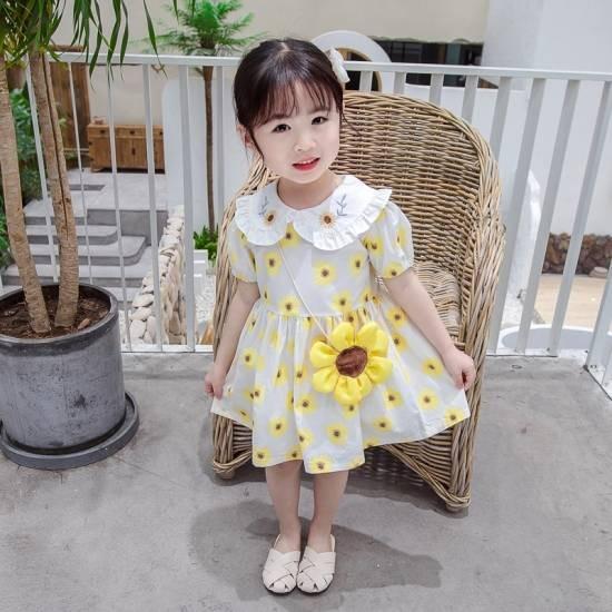 品揃え豊富で 子供服 女の子 ワンピース キッズ おしゃれ 安い 韓国 半袖 夏 春夏 カジュアル トップス 可愛い 子供ドレス ジュニア 丸襟 薄手 花柄 フリル アクセサリー付き Angkorgreen Com Kh