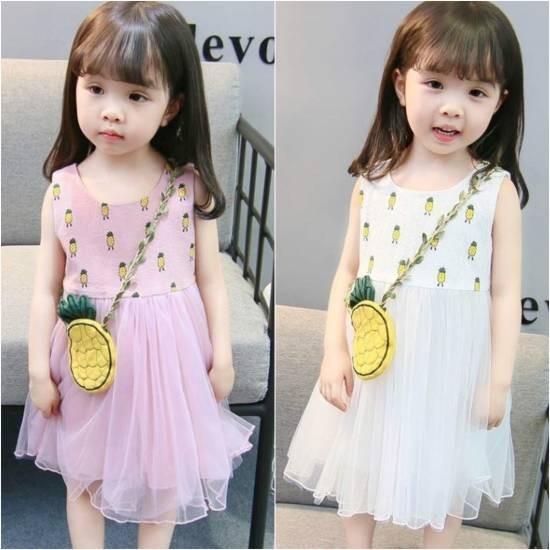 子供服 女の子 ワンピース キッズ おしゃれ 安い 韓国 ノースリーブ 夏 春夏 カジュアル トップス 子供ドレス 可愛い チュール パイナップル リゾート 薄手 人気 Www Wearefromdust Org