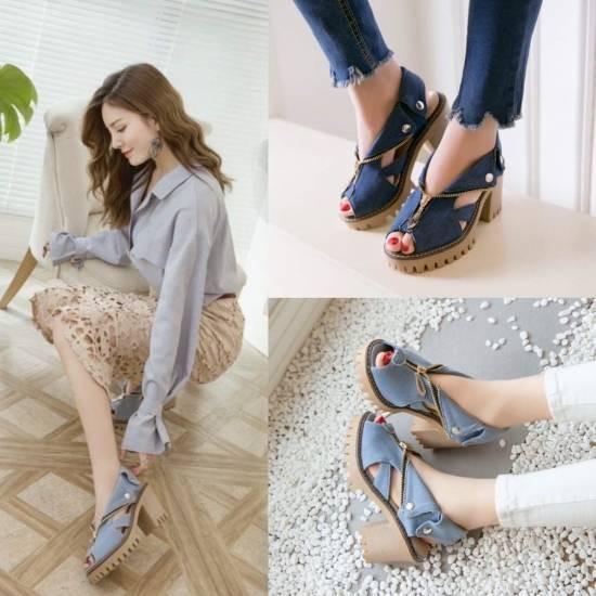 即納 サンダル レディース 夏 厚底 ヒール 履きやすい 歩きやすい オフィス 大きい デニム オープントゥ 厚底サンダル 疲れない 美脚 春夏 可愛い チャンキー Suk 3 Leaflower Shop 通販 Yahoo ショッピング