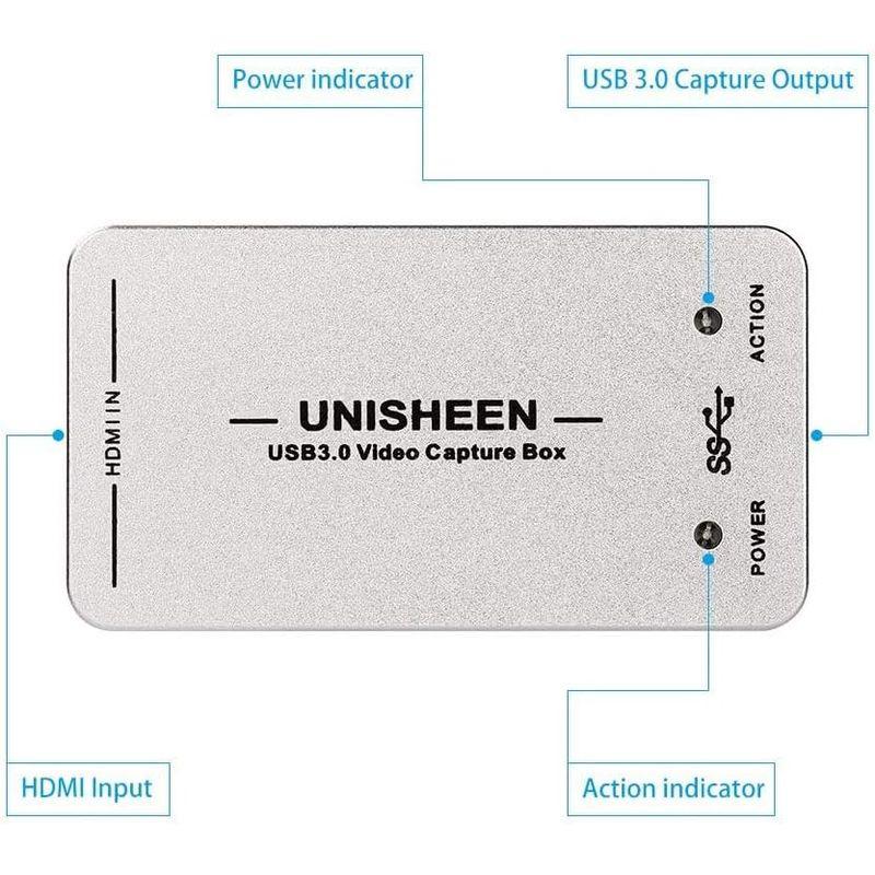 UNISHEEN USB 3.0 キャプチャ HDMI ビデオアダプターカード、ブロードキャスト ライブストリームと記録、HDMI - US HDMI USB キャプチャ ビデオアダプターカード ブロードキャスト ライブストリームと記録 US