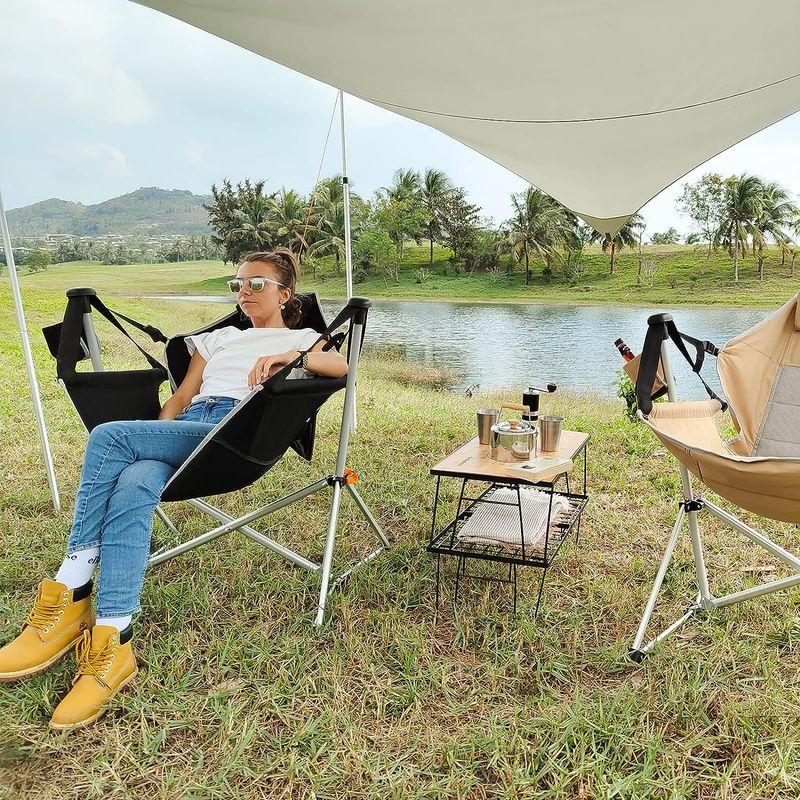 KingCamp キャンプ チェア ハンモックチェア 自立式 アウトドア 折り畳み椅子 角度調整可能 耐荷重120KG 収納袋付き ロッキン キャンプ チェア ハンモックチェア 自立式 アウトドア 折り畳み椅子 角度調整可能 耐荷重120KG 収納袋付き ロッキン