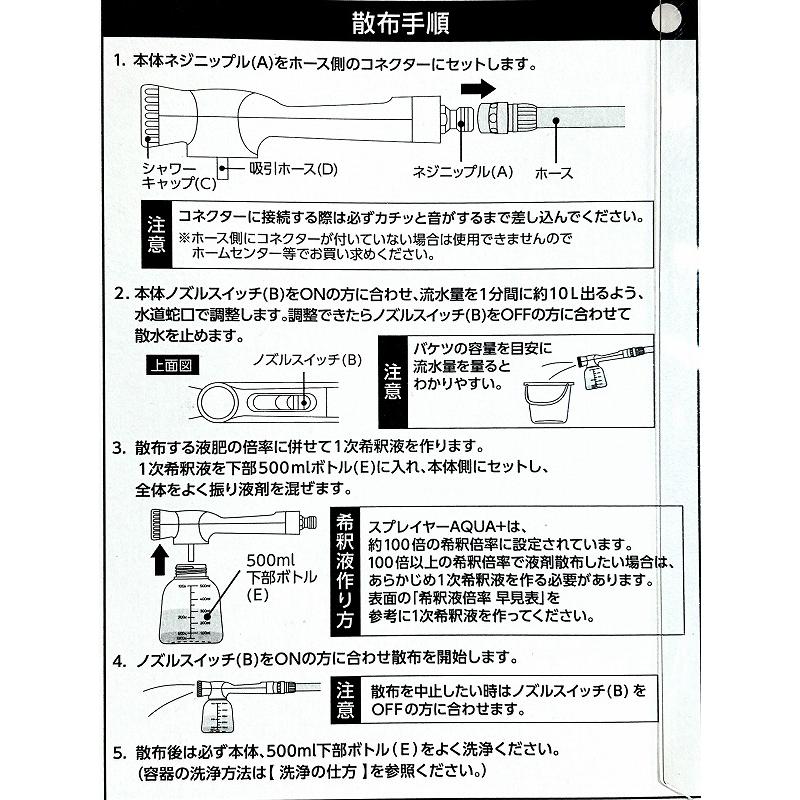 【訳あり特価】施肥と水やりが同時にできる散水ノズル　らくらく液体肥料スプレイヤーAQUA+ トヨチュー　シャワー ホース 庭 ガーデニング |  | 06