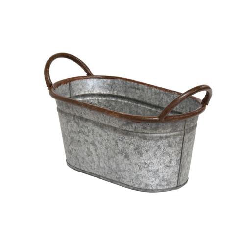 【訳あり】H2O 6513 アンティークオーバル M オシャレ ブリキ アンティーク バスケット 鉢カバー |  | 03