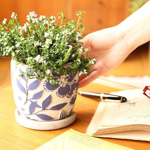 SPICE レリーフプランター ネイビーフラワー Sサイズ 鉢・プランター オシャレ 北欧風デザイン セメント スパイス ccgＺ2011 | 