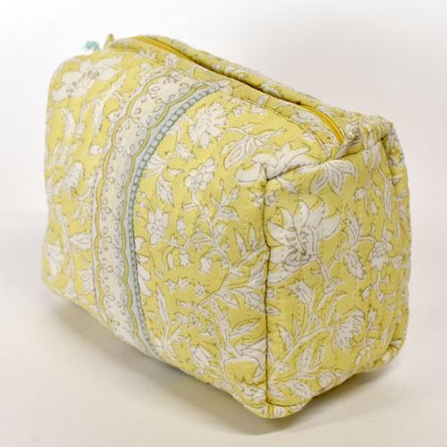 ポーチ ブロックプリント　カンチャーナ マチ付きポーチ YE QS-153-68 花柄 オーガニック 可愛い マチ付き |  | 02